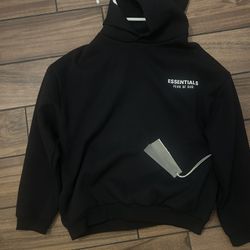 BLACK ESSENTIAL HOODIE, SIZE SMALL