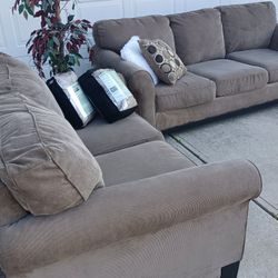 Beautiful Modern Ashley Sofa & Loveseat Set w/ Custom Slipcovers – $1 (Taking Best Offers – Reduced from $699)