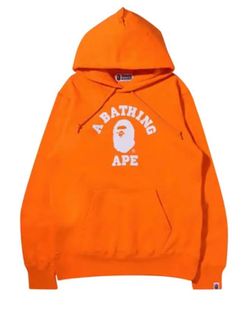 A Bathing Ape BAPE College Logo Hoodie Orange