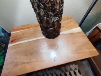 Wood lamp and wood table with glass door