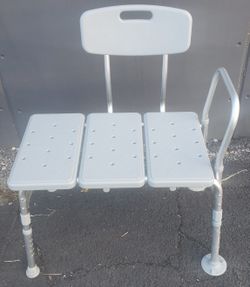 Adjustable Shower Transfer Bench with Back and Armrest 