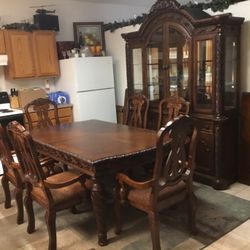 Dining Room Table with 6 Chairs and China Cabinet