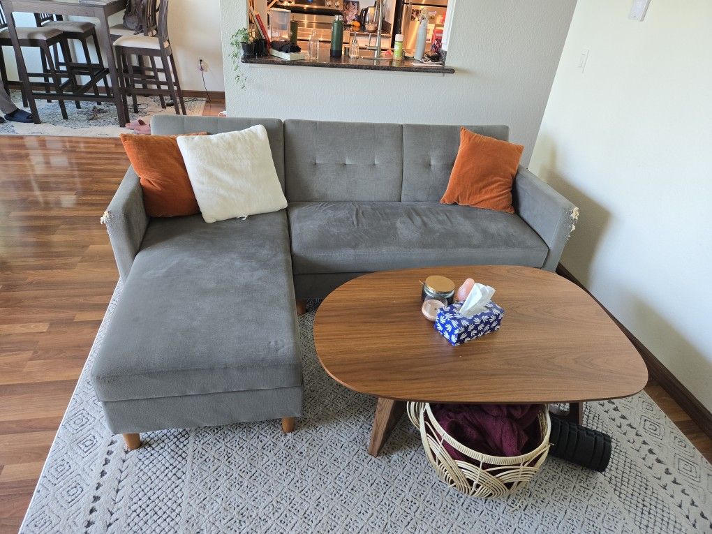 Grey Convertible Sleeper Sectional Sofa