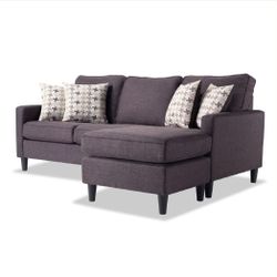 Bob-o-pedic Charcoal Gray Small Spaces Sectional