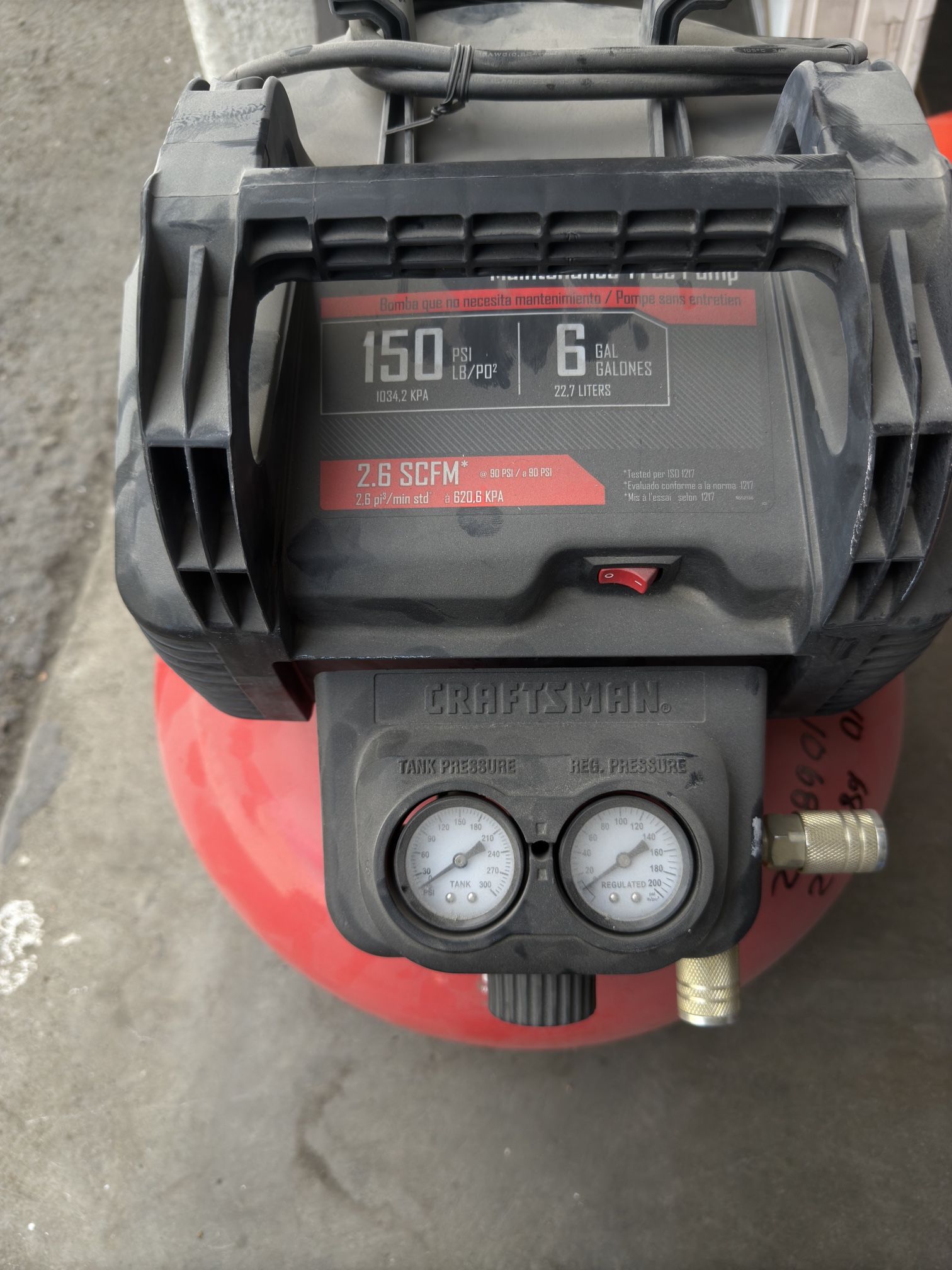 CRAFTSMAN 6-Gallon Portable Electric 150 PSI Pancake Air Compressor Item #1184847 | Model #CMXECXA0(contact info removed)