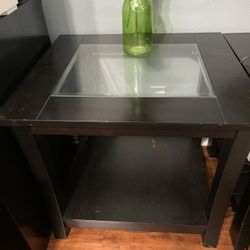 Ashley furniture wooden end tables stained Black 