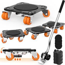 QHNB Furniture Mover Ultra Plus Parked With 10 Wheels – Upgraded Double-Wheel Carbon Steel Dolly With Parking Lock, Secure Long-Term Placement For Hea