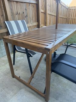 Outdoor Wood Slat Patio Dining Table
