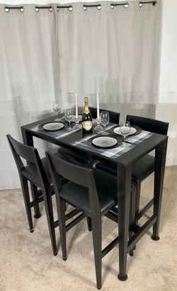 Black BAR Height Dining Table & 4 Chairs