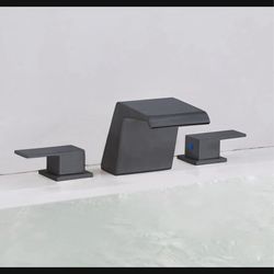 Widespread Waterfall Roman Tub Faucet, 2 Handle Bath Tub Faucet Set with Quickly-Connected Hose F10B