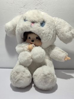 Rare 2018 Sekiguchi Monchhichi x Sanrio Cinnamoroll Plush Doll Japan Limited