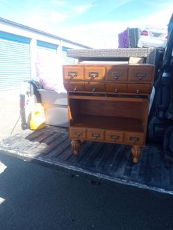 vintage oak multi-drawer cabinet
