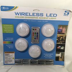 i-Zoom Wireless LED Color Changing Accent Light With Remote 5-Pack