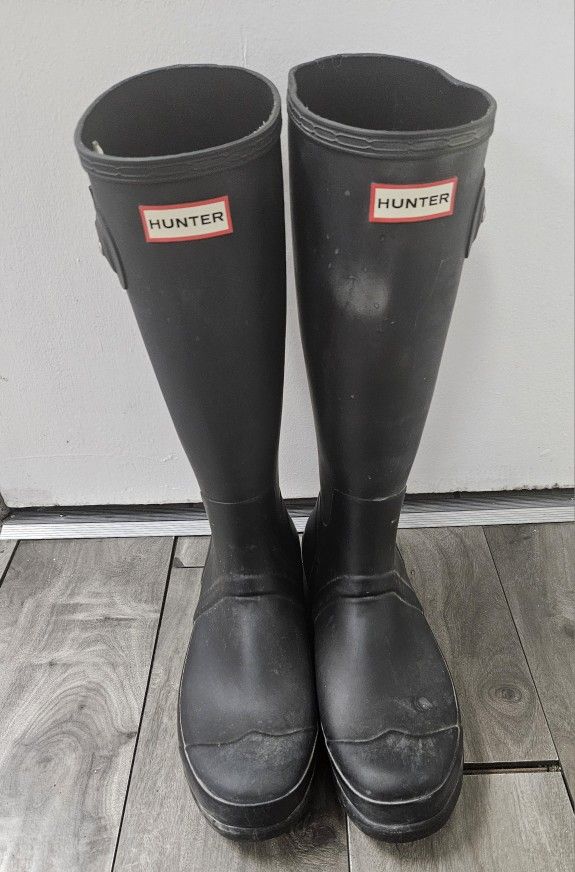 Hunter's Men's Original Matte Black Tall Rain Boots Size 12