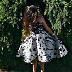 $670 EUC Anthropologie x Shoshanna Color-Blocked Strapless Floral Ball Gown 0
