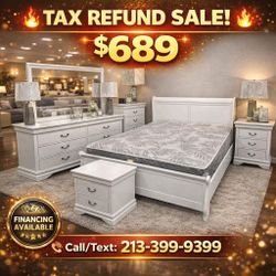 White 4 Piece Queen Size Bedroom Set 