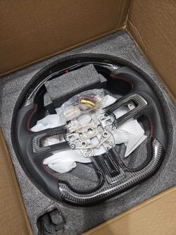 BRAND NEW 2015-2017 FORD MUSTANG ECO BOOST/ GT/ SHELBY GT350/ GT350R Real Carbon Fiber Steering Wheel Integrated LED With Replacement Trim