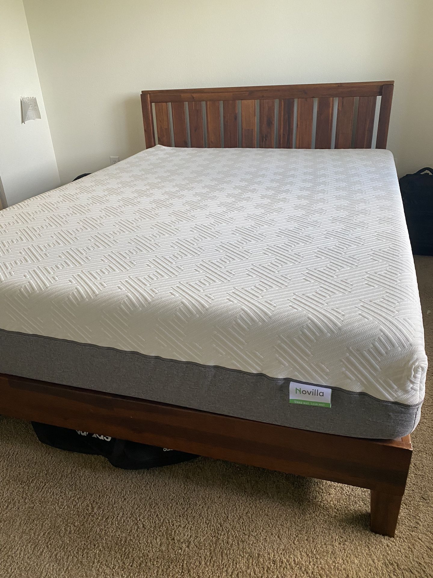 Queen Size Mattress & Solid Wood Bed frame   