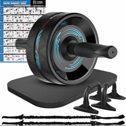 AB Wheel Roller, 6-in-1 Exercise Roller Wheel Kit with Knee Pad Resistance