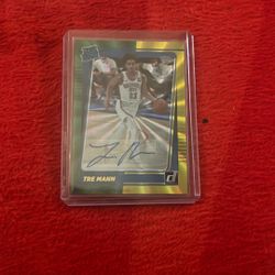 2021-22 Donruss TRE MANN Rated Rookie Green Yellow Laser - Oklahoma City Thunder Signed