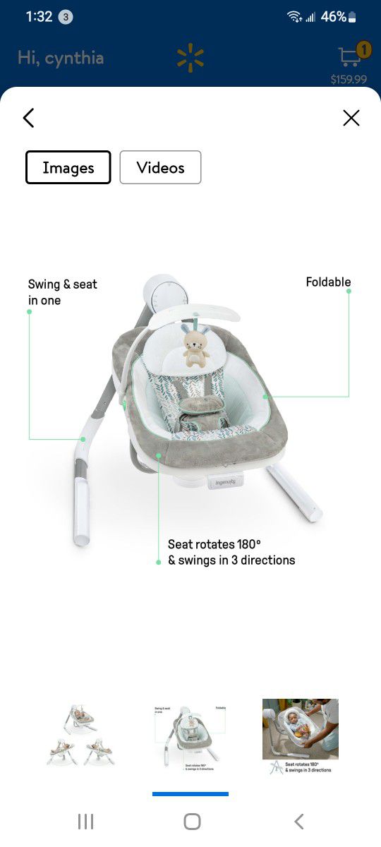 Portable Baby Swing With Vibrations-spruce (Unisex)