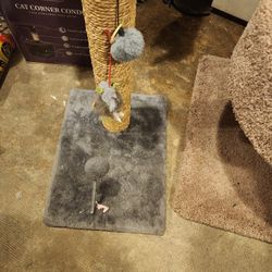 cat scratching post and bed