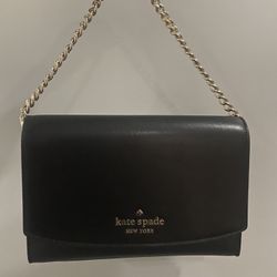 Black Kate Spade Bag With Gold Chain 