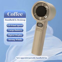 120-Speed Rechargeable Handheld Fan with LED Display – Strong Wind, 1800mAh