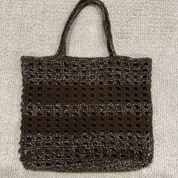 Dark Brown And Silver Tote - Large 