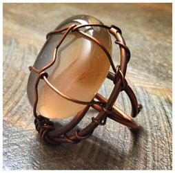 Beautiful One of a Kind copper ring with Eye of Tiger stone