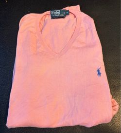 Men’s Polo Ralph Lauren Pink V-Neck Sweater XL