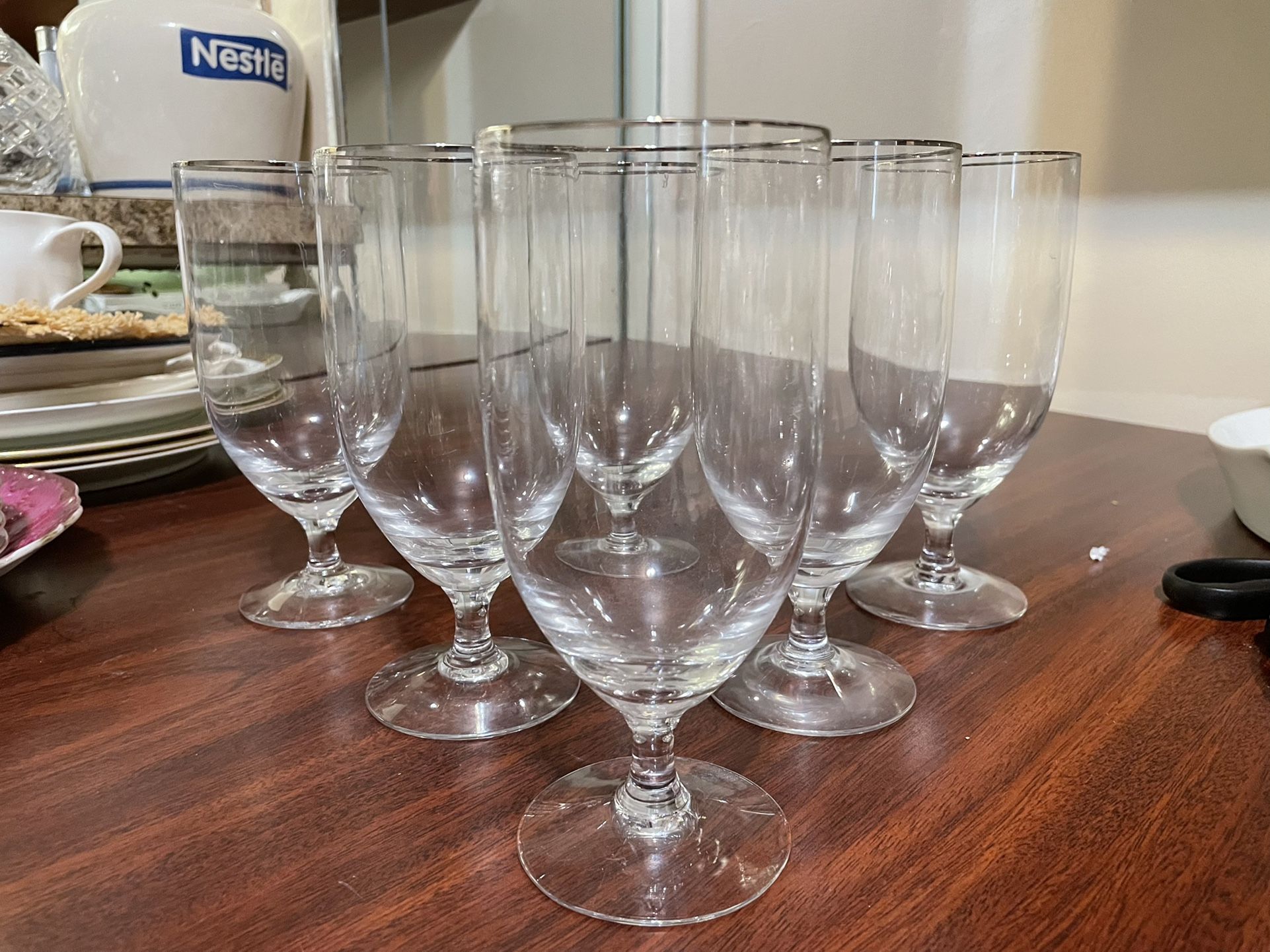 Group of 6 Vintage Fostoria Water Goblets Wine Glasses Crystal Mint