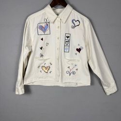 Christopher & Banks Womens Medium Embroidered Shirt Jacket