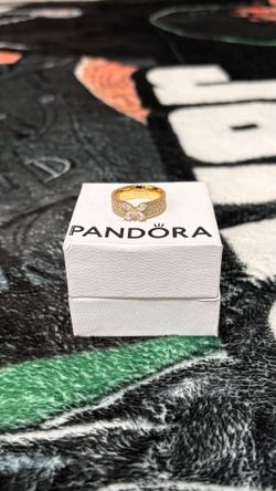 Pandora Sparkling Bow Double Row Ring Size 8 Brand New w/ Box