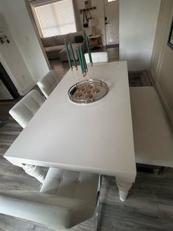 Dinner Table Set with Chairs White