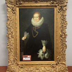 Gold Painted Wood Framed High Class Victorian Woman Canvas Print 