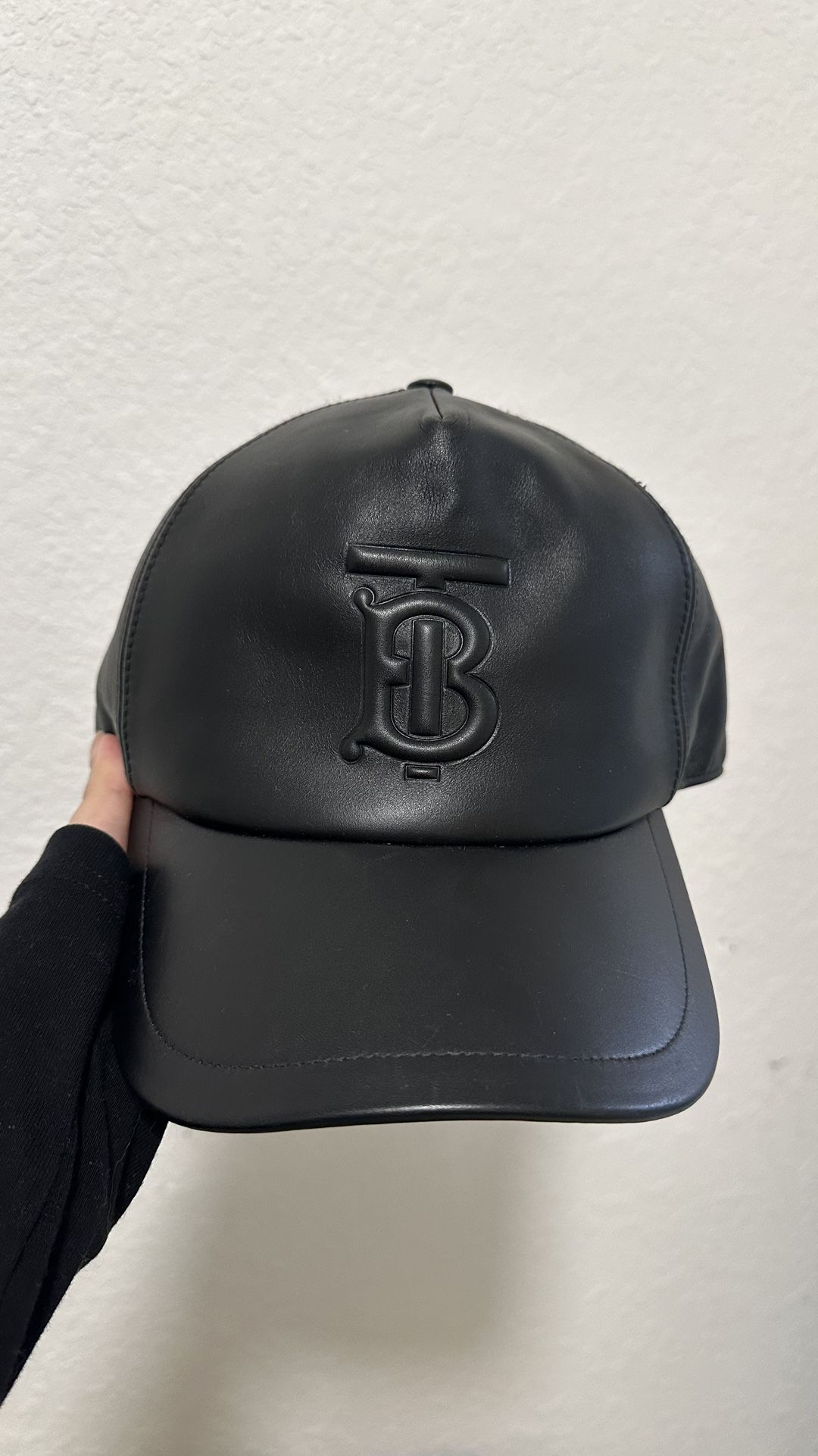 Burberry Black Leather TB Monogram Cap – Men’s | Gently Used