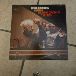 Artur Rubinstein performing the Brahms Piano Concertos No. 1 in D Minor and No. 2 in B-Flat on vinyl