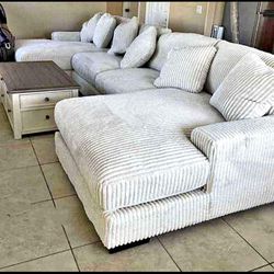 BEST OFFER 🔖L. Ivory 3-Piece Sectional Couch By Ashley 🚡Fast Delivery & Easy Financing 