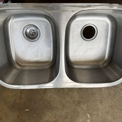 stainless steel kitchen double sink used