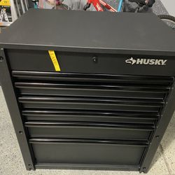 Husky Tool Storage 31 in. W 6-Drawer Black Rolling Tool Cart
