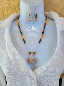 Sterling Silver Necklace And Earrings Set Jasper Stone Apple Pendant