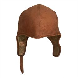 Vintage BUCO Detroit Michigan Brown Leather Motorcycle Helmet Aviator Cap