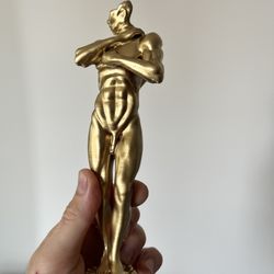 Naked Man Statue. Golden, New, Made With Resin. 