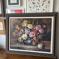 Floral Antique Vintage Print Oil Painting Vintage 
