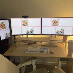 Aothia Dual Monitor Stand Riser with Drawer – Ergonomic Desk Shelf 