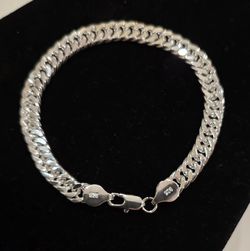 8.5" 7mm Silver-Plated Cuban/Curb Link Bracelet – 22.3g – 925 Stamped – Brand New