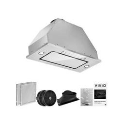 30 in. 900 CFM Ducted to Ductless Convertible Insert Stainless Steel Range Hood and White Glass With Permanent Filters