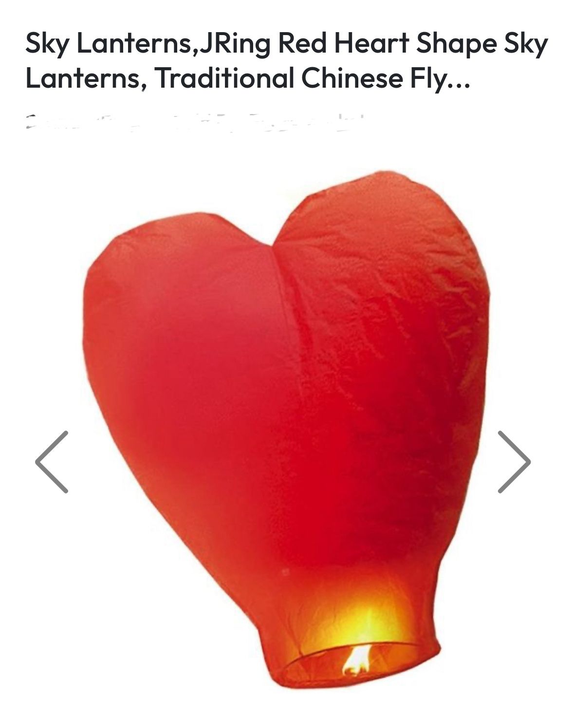 Red Paper Heart Sky Lantern