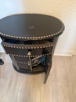 Black Faux Crocodile Accent Cabinet / End Table with Storage